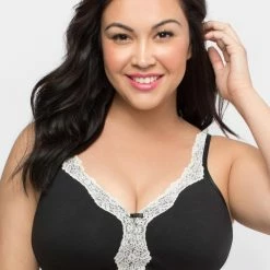 Curvy Couture Cotton Luxe Wirefree Bra 1010 - Black