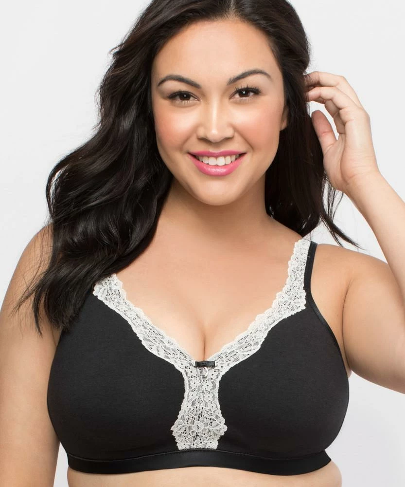 Curvy Couture Cotton Luxe Wirefree Bra 1010 - Black