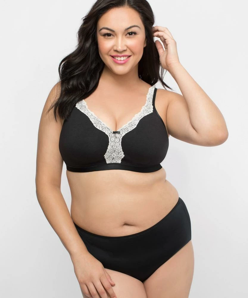 Curvy Couture Cotton Luxe Wirefree Bra 1010 - Black
