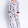 PJ Salvage Kickin' It Flannel PJ Set RZFLPJ In Light Grey