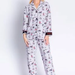 PJ Salvage Kickin' It Flannel PJ Set RZFLPJ In Light Grey