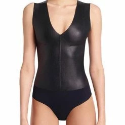 Commando Faux Leather Deep-V Bodysuit BDS014