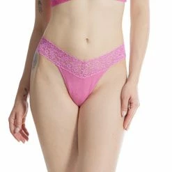Hanky Panky Cotton Low Rise Thong With Lace 891581