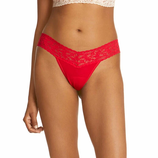 Hanky Panky Cotton Low Rise Thong With Lace 891581