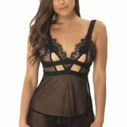 Oh La La Cheri Janet Eyelash Lace Babydoll 75-11071