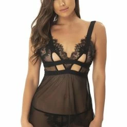 Oh La La Cheri Janet Eyelash Lace Babydoll And G-String 75-11071