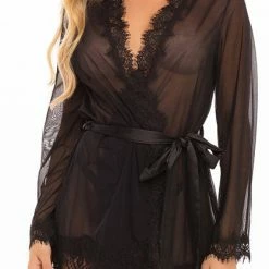Oh La La Cheri Provence Eyelash Lace Robe 94-11136