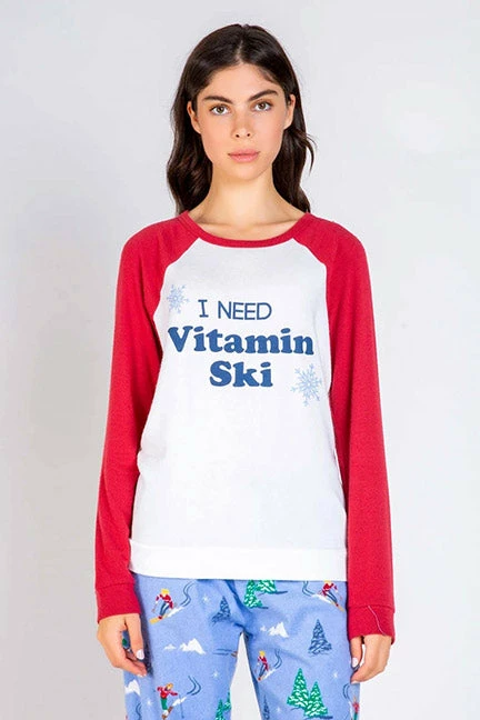 PJ Salvage I Need Vitamin SKI Flannel Top RUFLLS