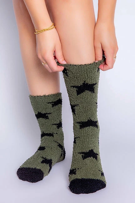PJ Salvage Fun Socks In Olive RZFX2