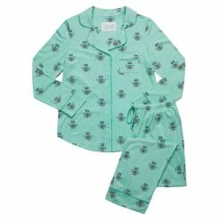 The Cats Pajamas Queen Bee Pima Knit Long Sleeve PJ Set 360-440-GR