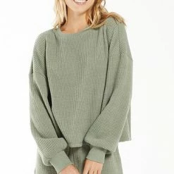 Z Supply Lounge Z Lounge Sedona Waffle Long Sleeve Top ZLT214403