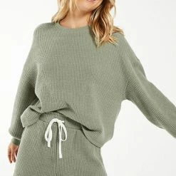 Z Supply Lounge Z Lounge Sedona Waffle Long Sleeve Top ZLT214403