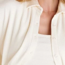 Z Supply Lounge Z Lounge Button Up Rib Long Sleeve Top ZLT223381