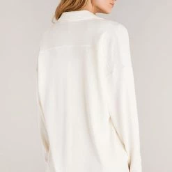 Z Supply Lounge Z Lounge Button Up Rib Long Sleeve Top ZLT223381