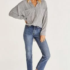 Z Lounge Lalo Stripe Button Up Top ZT221943
