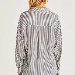 Z Lounge Lalo Stripe Button Up Top ZT221943