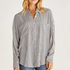 Z Lounge Lalo Stripe Button Up Top ZT221943